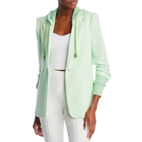Cinq a Sept Khloe Hooded Blazer Jacket in Green Papaya Size US 14 - Picture 3 of 10
